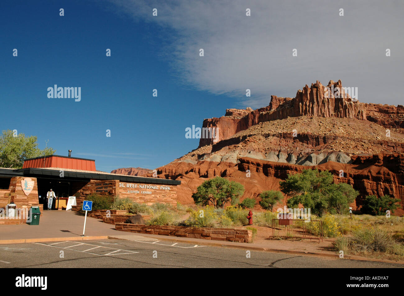 Utah Capitol Reef National Park visitor centre La Cathédrale formation Banque D'Images