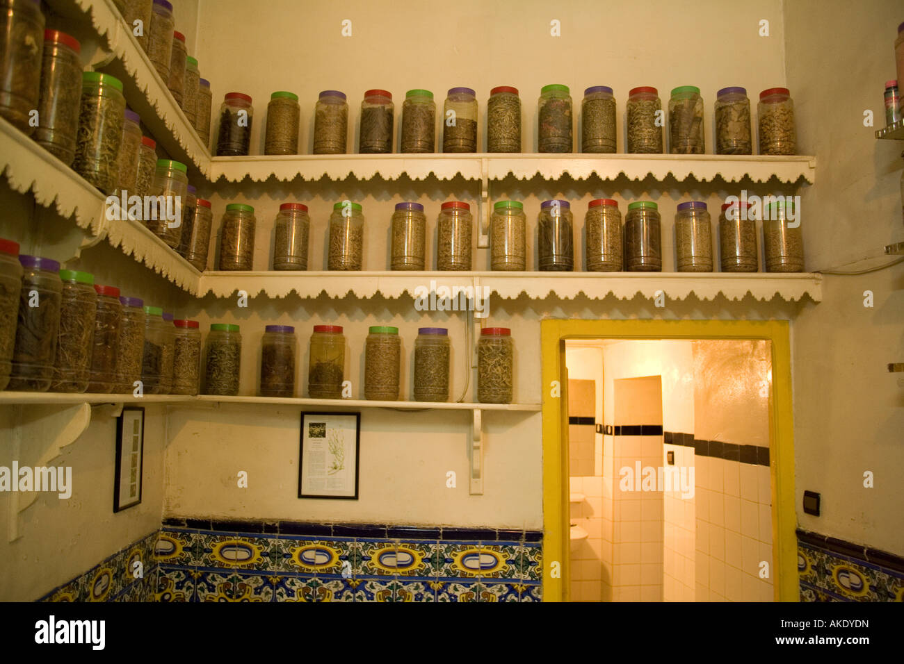 Pharmacie traditionnelle berbère Maroc Marrakech Banque D'Images