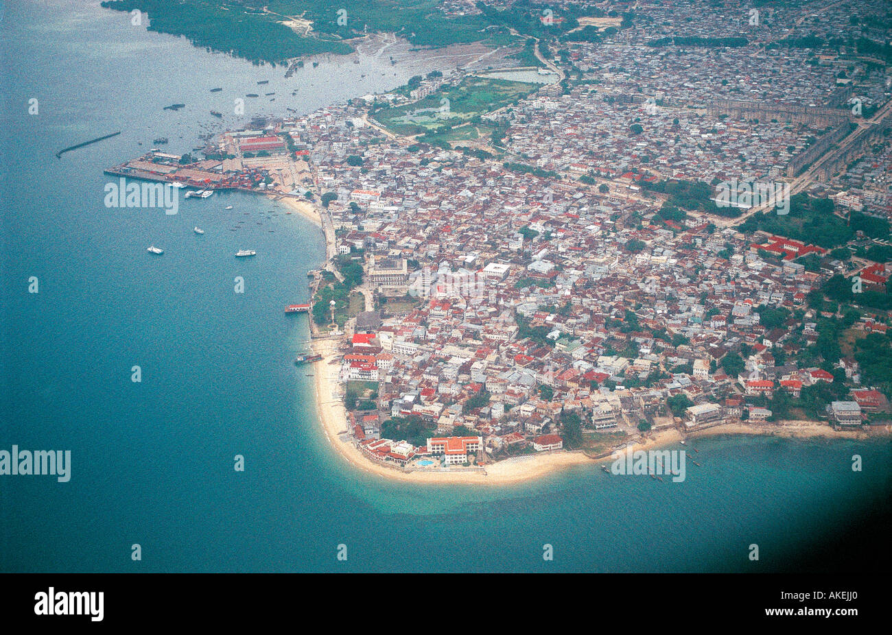 Vue aérienne de la ville de pierre l'île de Zanzibar Tanzanie Banque D'Images