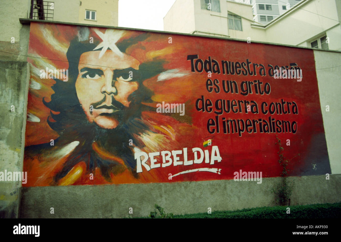 Le Graffiti de Che Guevara à l'extérieur de l'université de La Paz Bolivie Banque D'Images