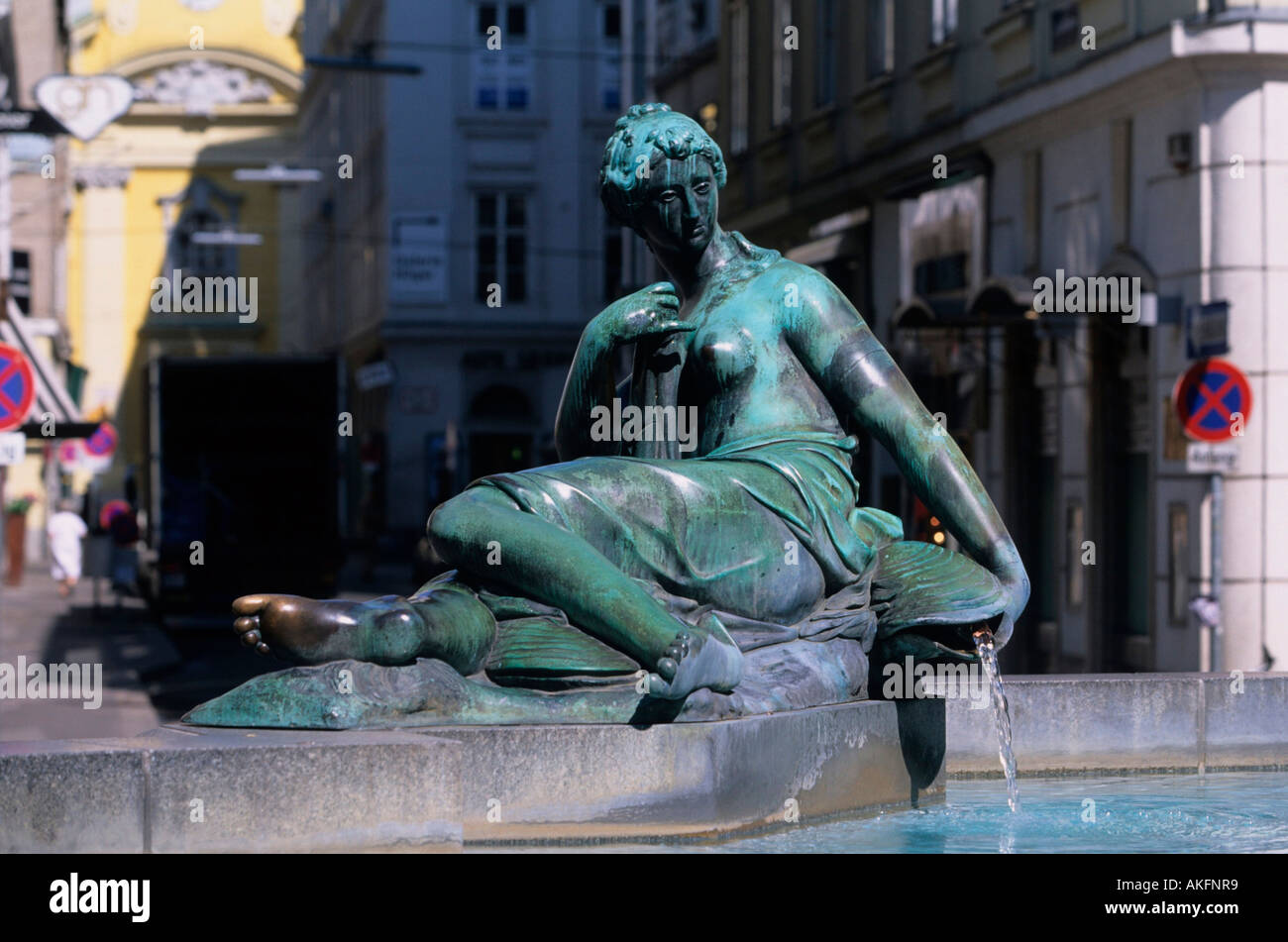 Wien, Österreich, Hoher Markt, Donnerbrunnen, geschaffen 1739 vom Bildhauer Georg Raphael Donner. Banque D'Images