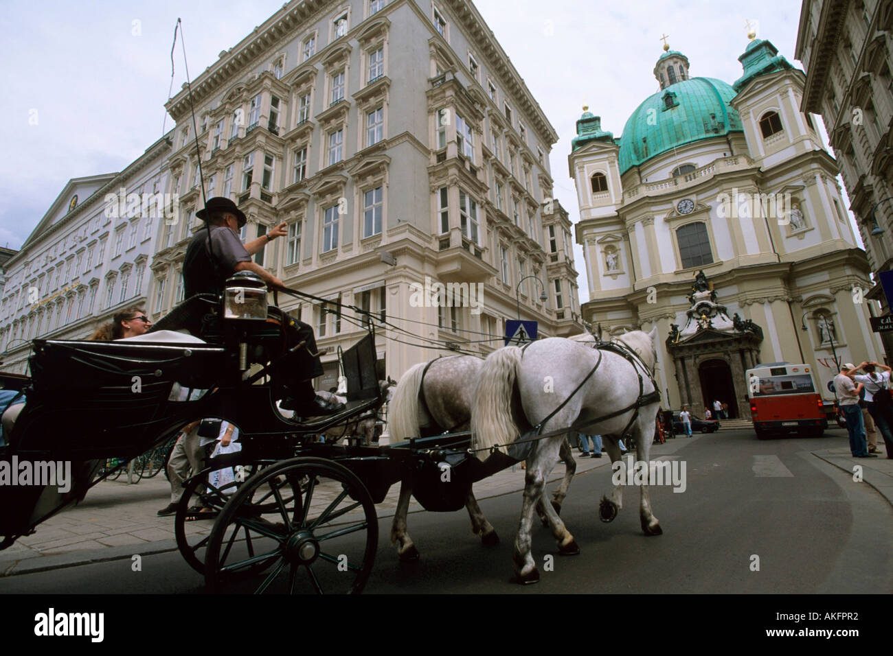 Wien, Österreich, J Am Graben Fiaker vor der Peterskirche Banque D'Images