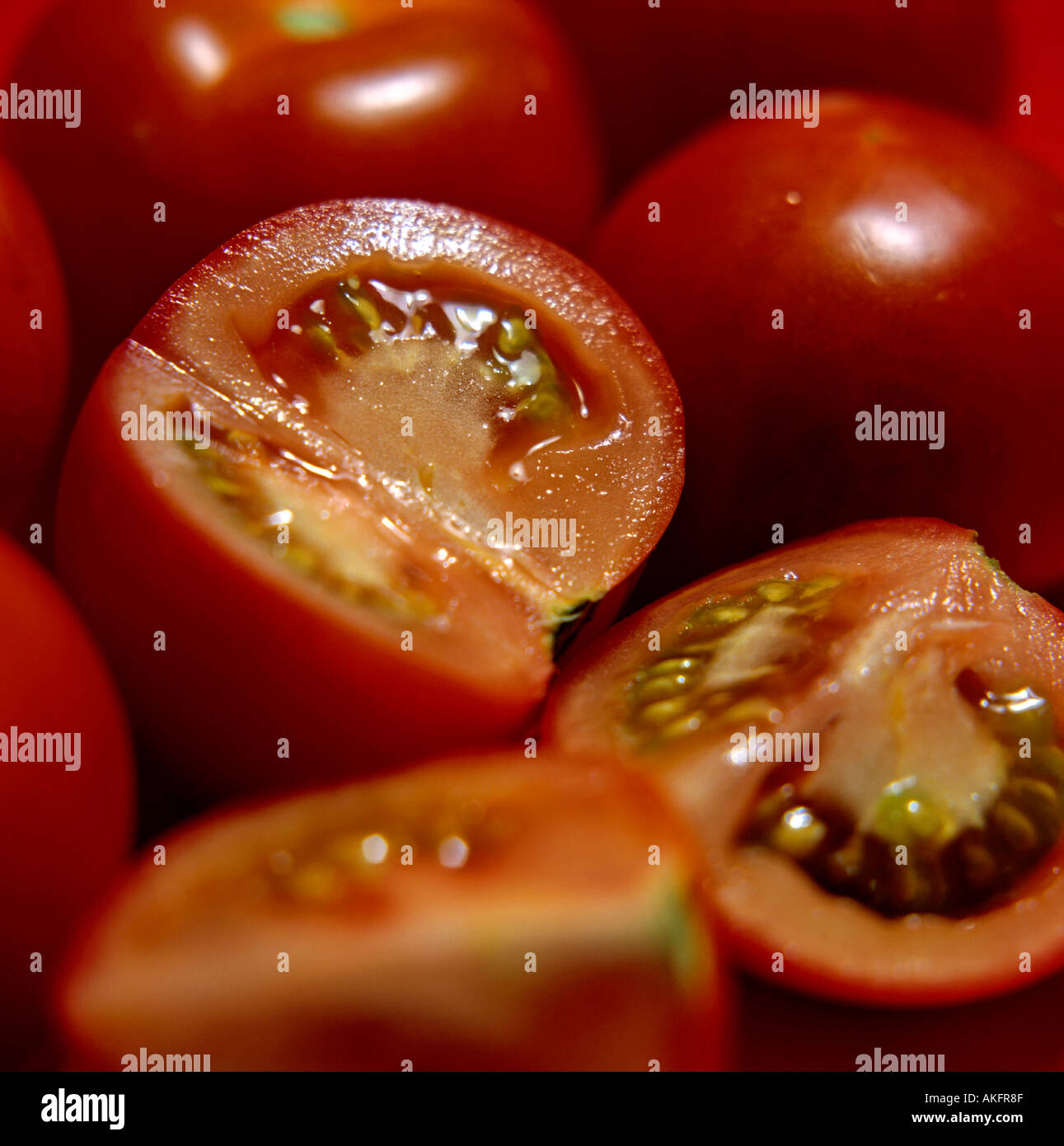 Moitiés de tomates Banque D'Images