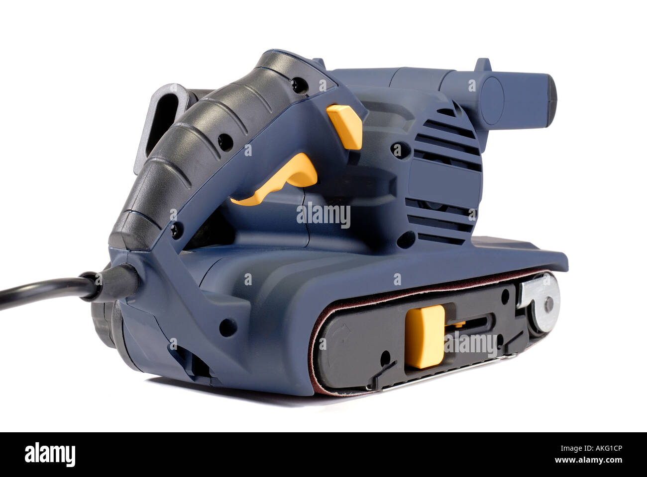 Electric Power Tool Belt Sander Isolated Over White Banque D'Images