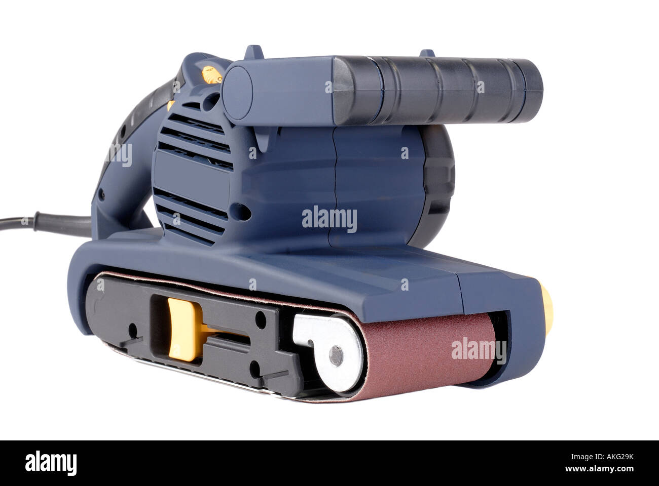 Courroie pour ponceuse électrique Home Handyman Utiliser Isolated Over White Banque D'Images