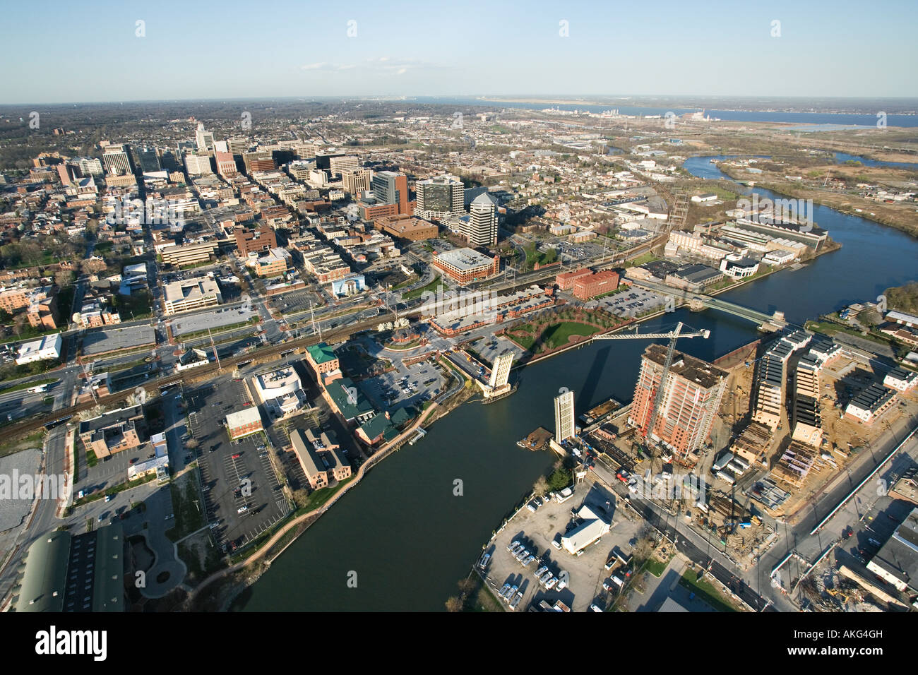 Vue aérienne de Baltimore Maryland avec rivière et pont-levis Photo Stock -  Alamy