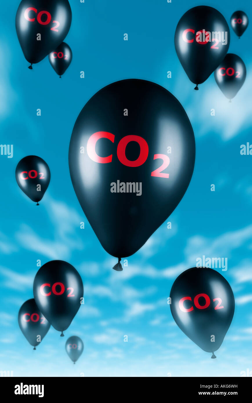 Ballons Ballons CO CO2 Banque D'Images