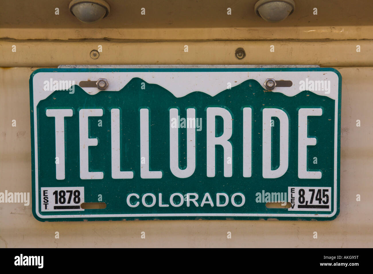 Telluride Colorado de la plaque d'immatriculation Banque D'Images