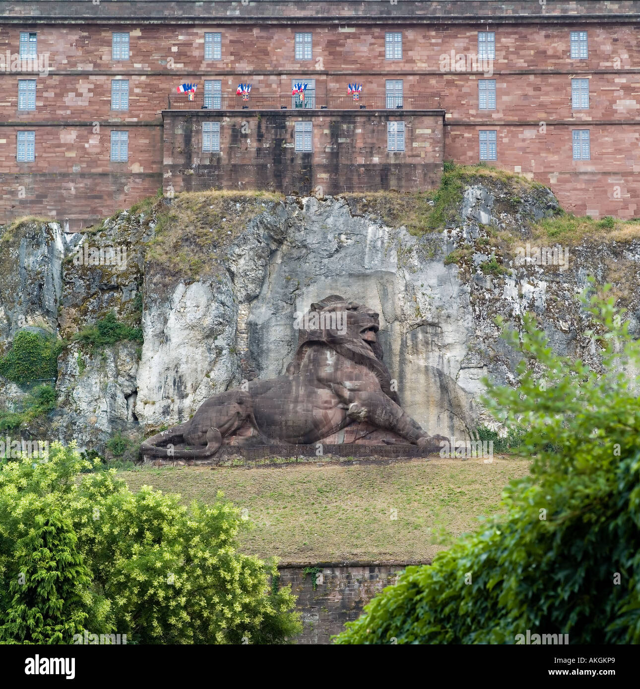 1870 Monument du Lion, statue du lion, 1880, sculpteur français Auguste Bartholdi, casernes de citadelles, Belfort, territoire de Belfort, France, Europe Banque D'Images