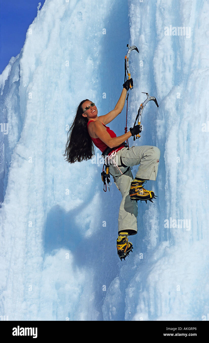 Escalade sur glace Staniland Cat Banque D'Images