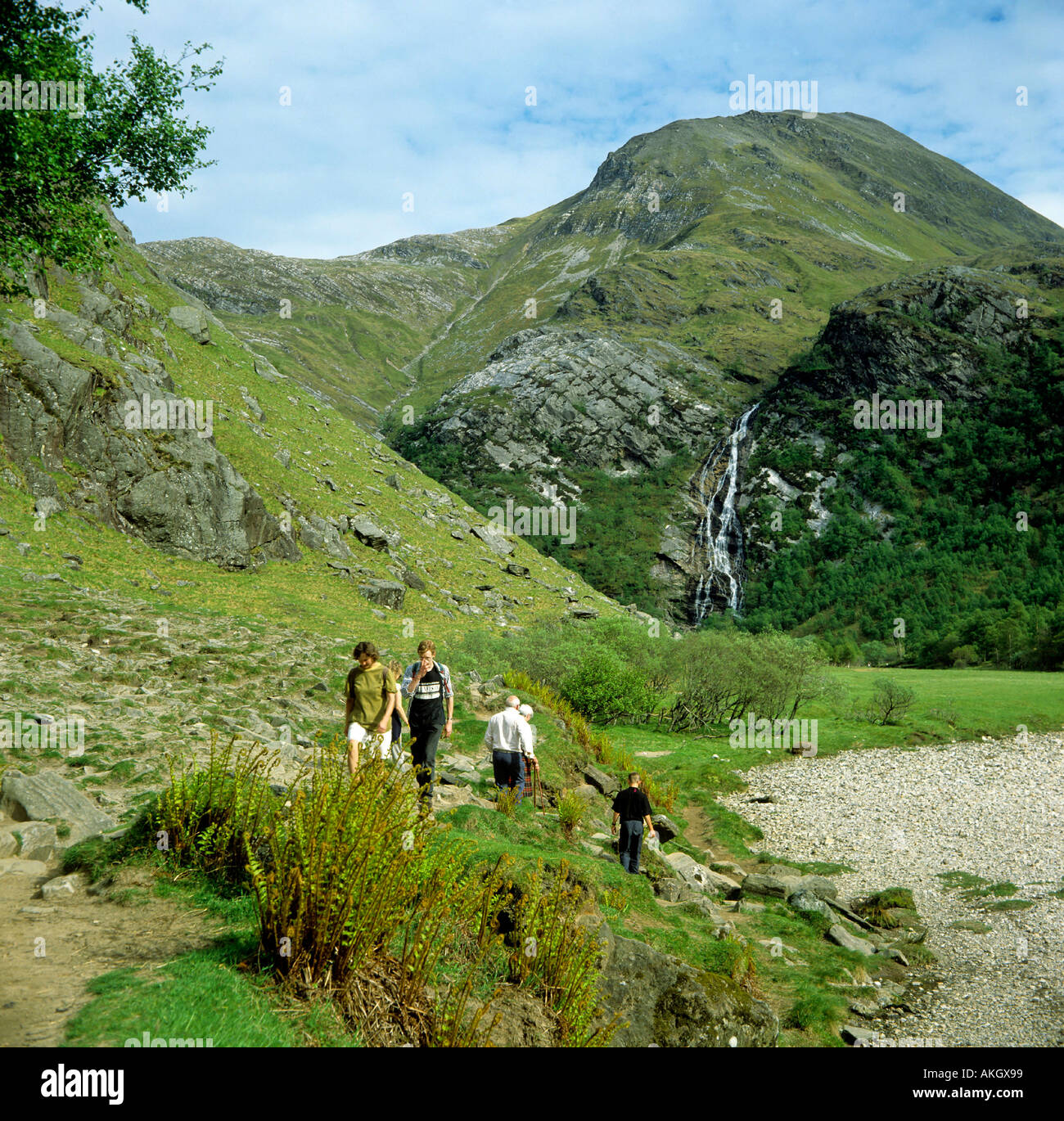 Les randonneurs en matière de Glen Nevis près du village de Fort William highlands Ecosse Grande-Bretagne editorial Utilisez uniquement Banque D'Images