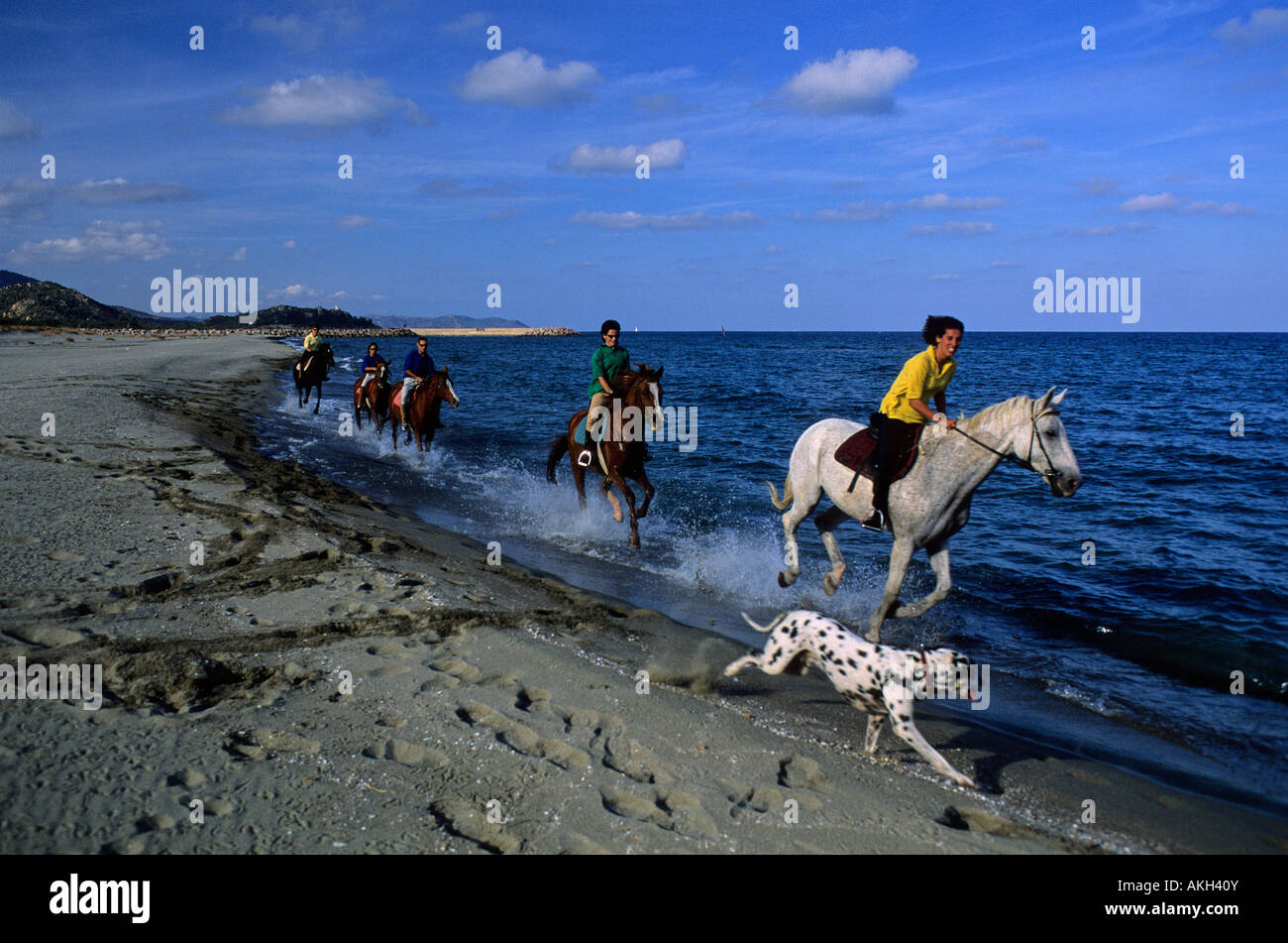 Équitation à cheval, Muravera, Sarrabus, Sardaigne, Italie Banque D'Images