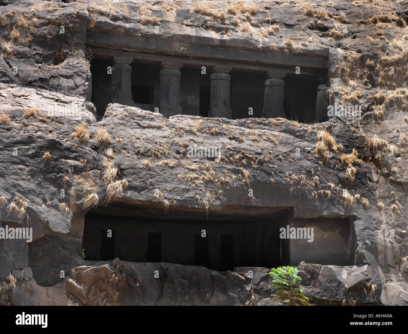 Carla grottes. L'entrée de la grotte est vu. Maharasthra, Inde Banque D'Images