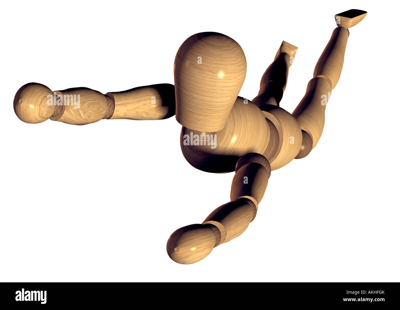 Jointed doll flying relevant fallende oder fliegende Gliederpuppe Banque D'Images