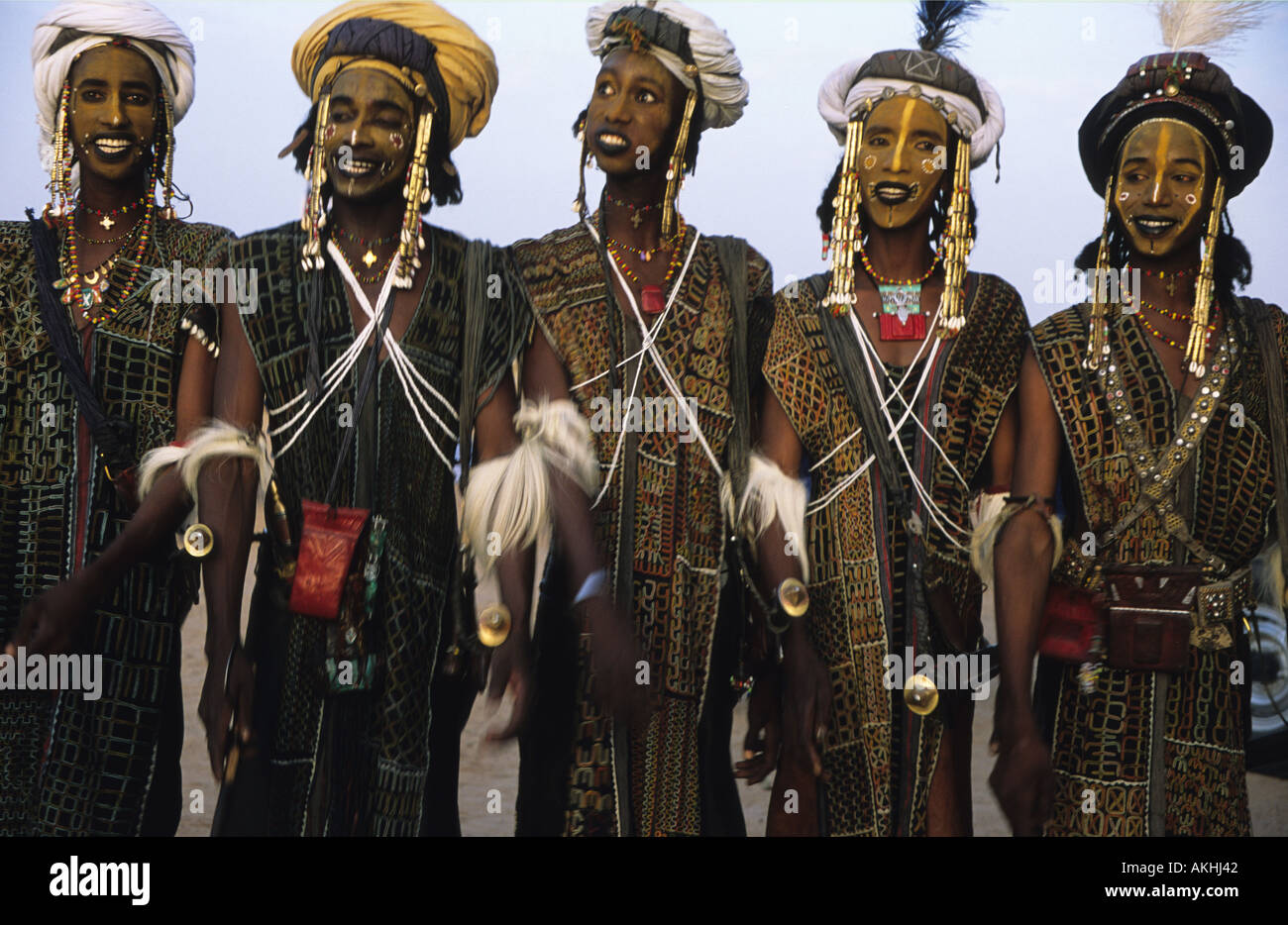 Tribu wodaabes, Cure Sallée Festival, près de ingall, Niger, Afrique de l'Ouest Banque D'Images