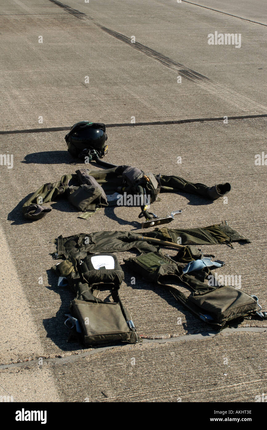 Pression de vol costume porté par un pilote de chasse pour lutter contre G-forces. Banque D'Images