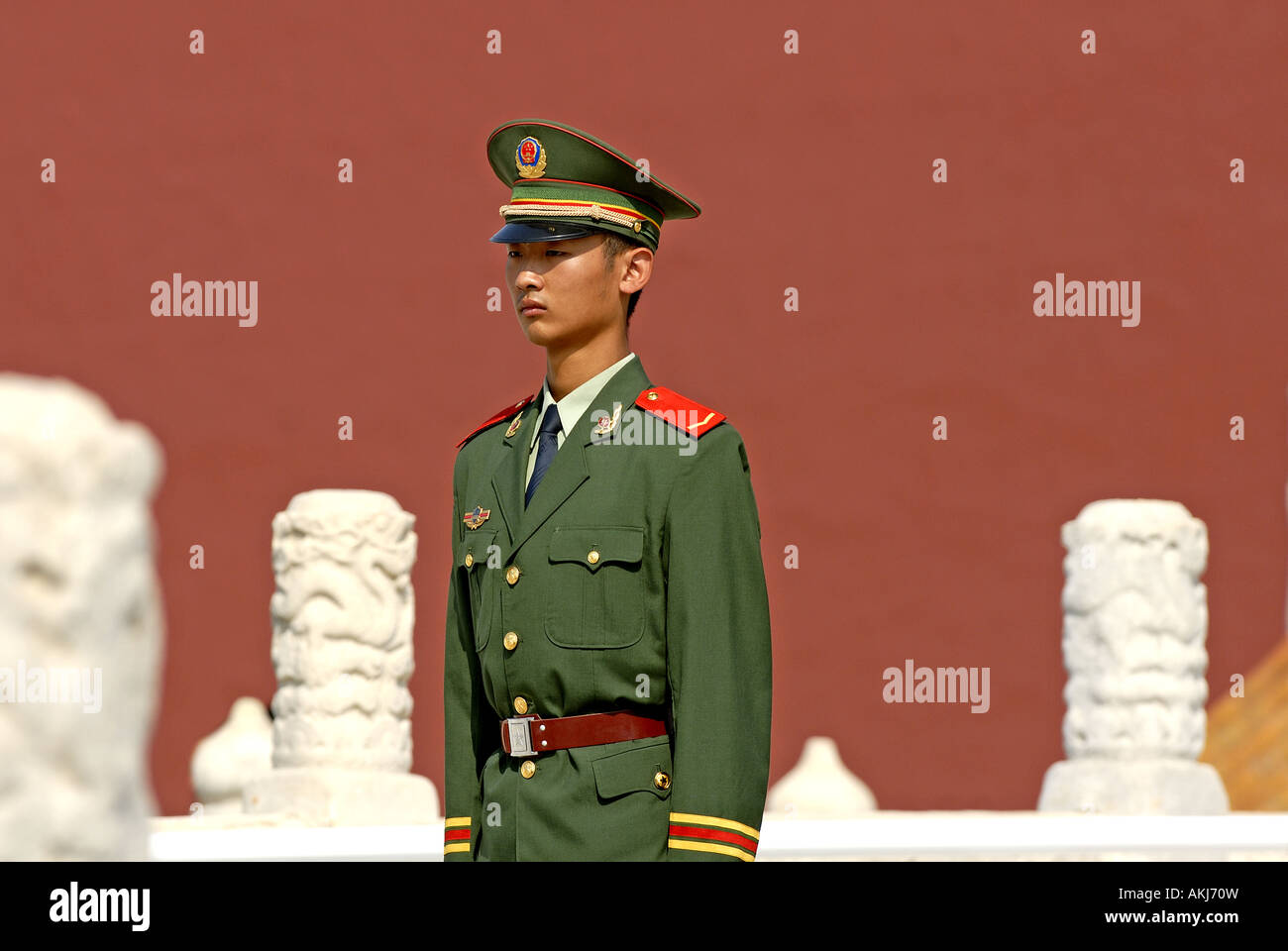 Garde chinois de la place Tiananmen à Beijing Chine Banque D'Images