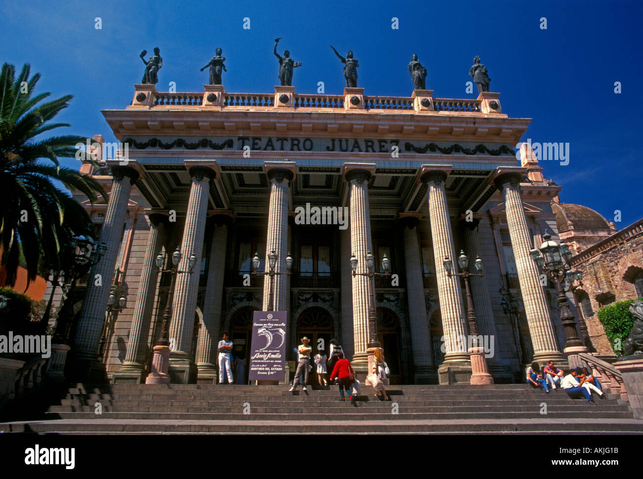 Théâtre Juarez, Teatro Juarez, l'architecture néoclassique, le style architectural néo-classique, Jardin de la Union européenne, État de Guanajuato Guanajuato, Mexique Banque D'Images