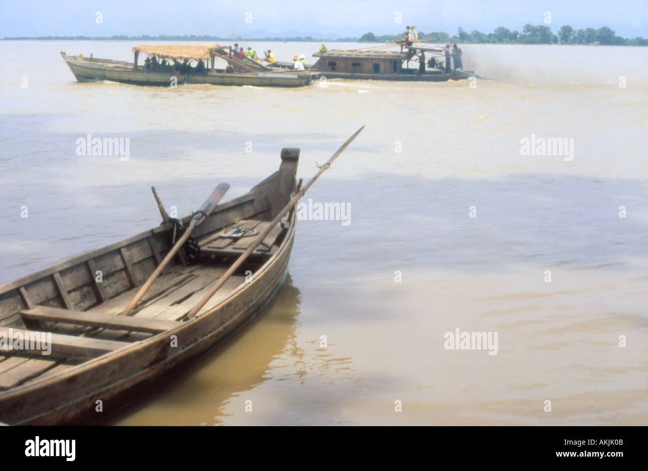 Voile sur la rivière Ayeyawady Mandalay Myanmar Birmanie Banque D'Images