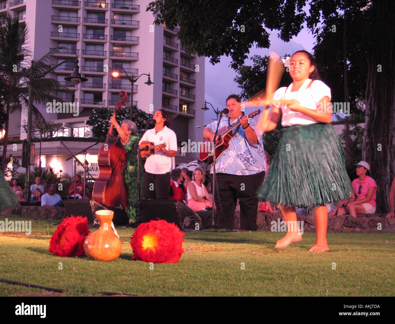 Waikiki Hawaii Hula show Banque D'Images