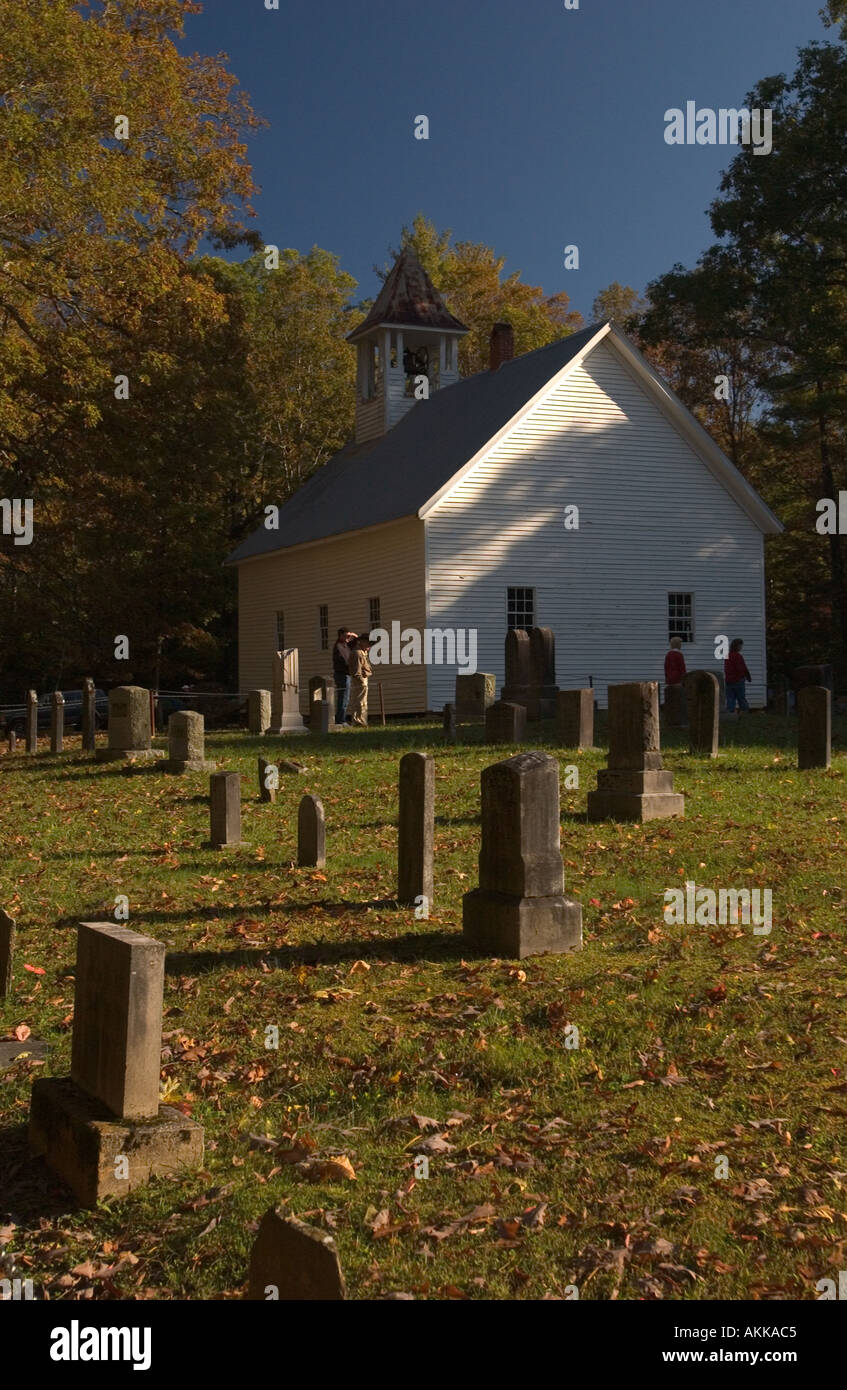 Église baptiste primitif dans la Cades Cove Smokey Mountain National Park TN Banque D'Images