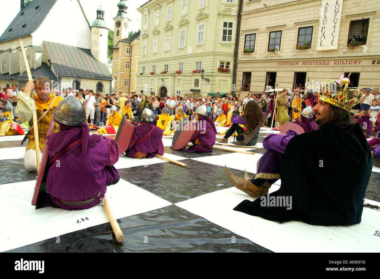 En Pause Live Chess Battle, Banska Stiavnica, Slovaquie Banque D'Images