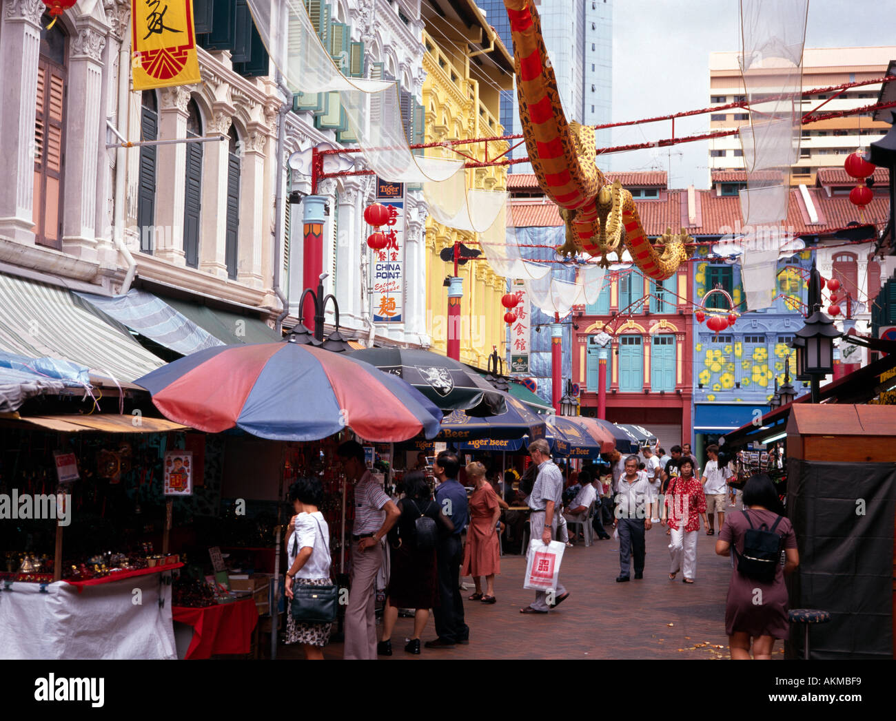 Singapour Chinatown Trengganu Street au Nouvel An Chinois Fête du Printemps Banque D'Images