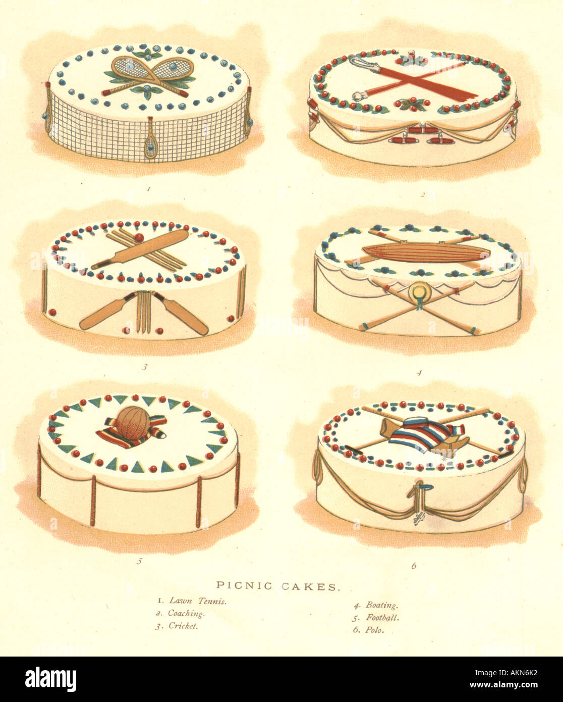 Pique Nique De La Plaque Chromolithographed Gateaux Pour Occasions Sportives Vers 10 Photo Stock Alamy