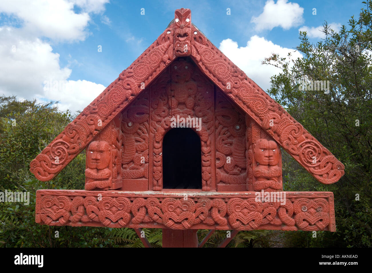 Institut des arts et métiers Maori Whakarewarewa,, Rotorua, île du Nord, Nouvelle-Zélande Banque D'Images