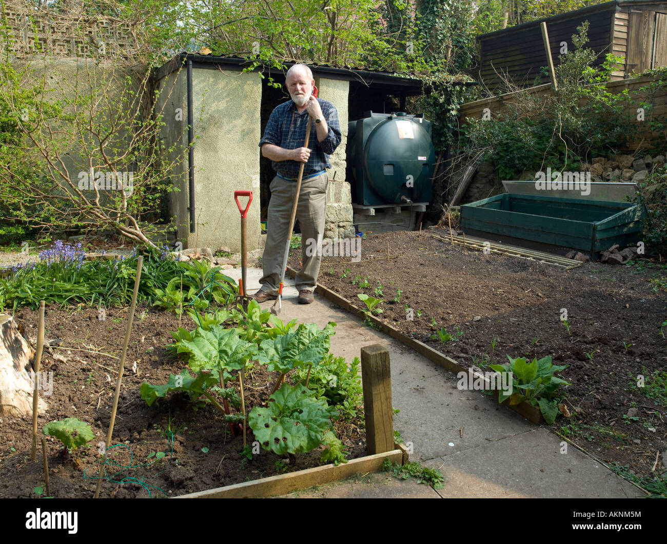 L'HOMME À PLANTER DES GRAINES DE JARDIN Banque D'Images