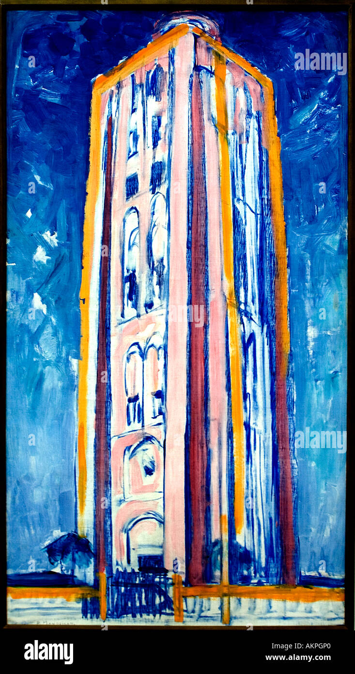 Piet Mondrian Mondrian (Pays-Bas Dutch (1872 -1944 ) phare de Westkapelle en orange, rose, violet et bleu, 1910 Banque D'Images