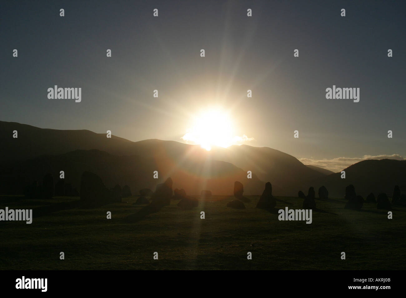 Cercle de pierres de castlerigg stonecircle au lever du soleil près de Keswick, Lake district, uk Banque D'Images