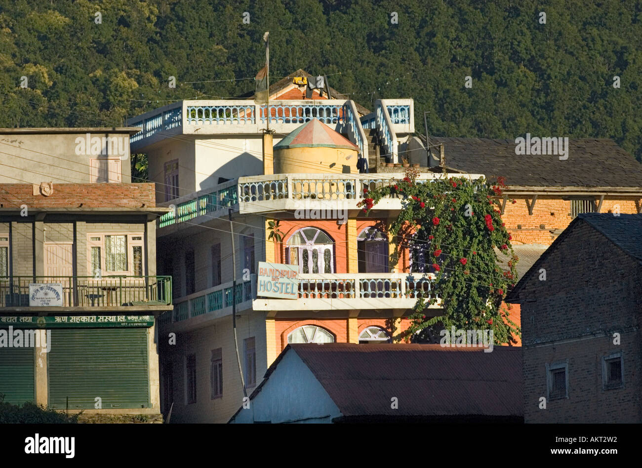 Bandipur Himalaya Himalayan Hotel City House bâtiment architecture Asie Népal sundown Banque D'Images