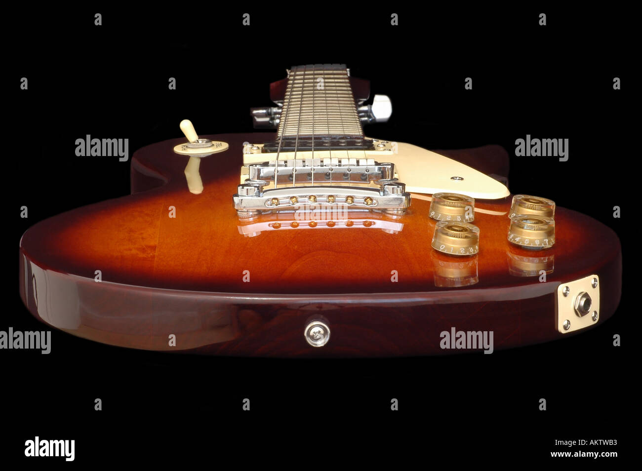 Un bien à plat sur une Gibson Gibson Les Paul sunburst guitare électrique Banque D'Images
