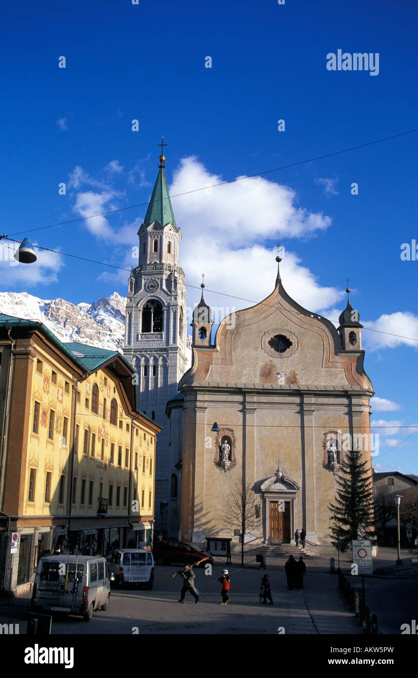 L'église St Filippo et Giacomo Cortina D Ampezzo Vénétie Italie Banque D'Images