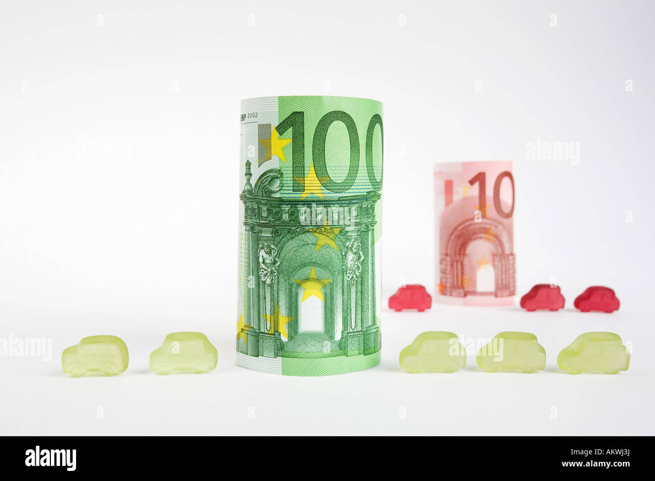 Billets et roulé en forme de voiture jujubes Banque D'Images