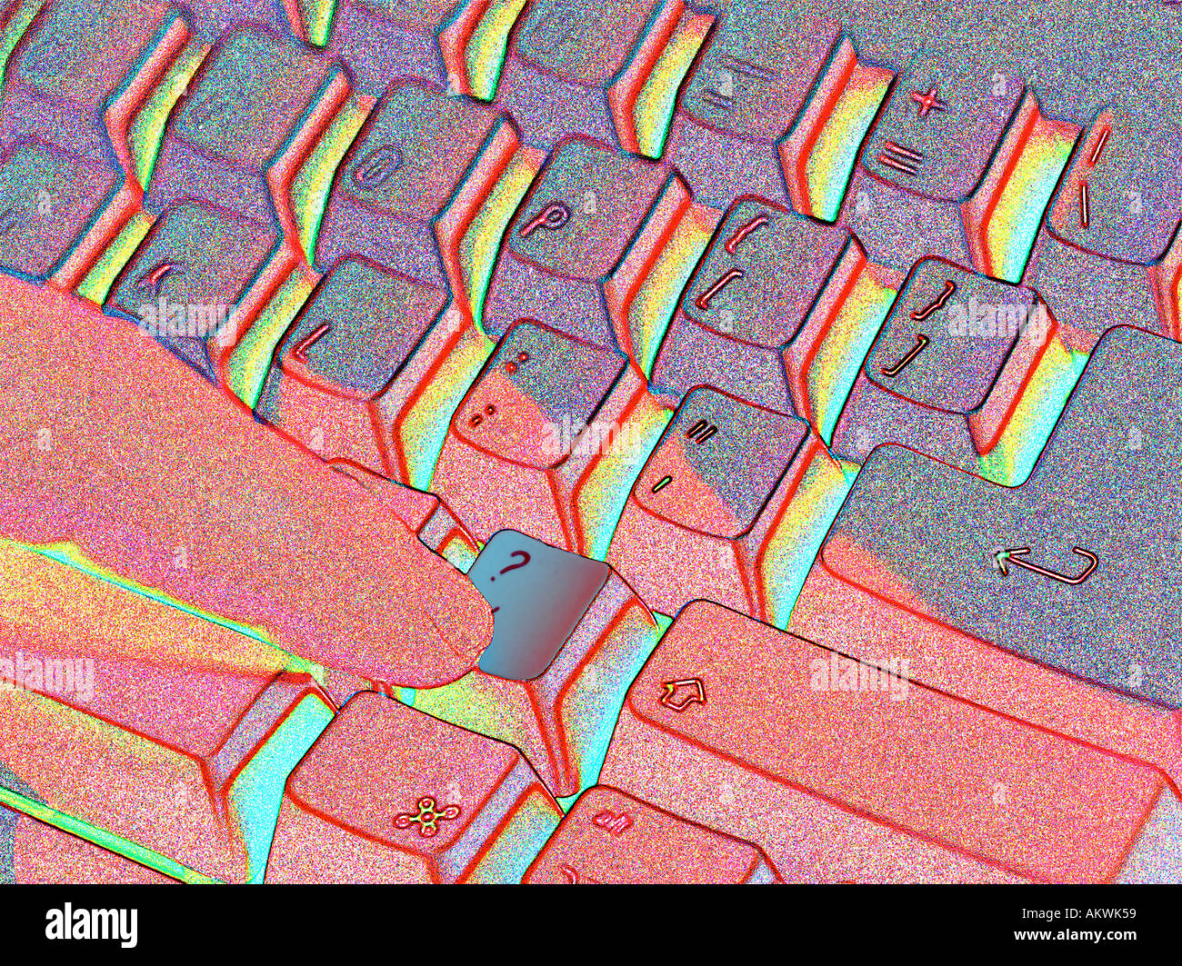 Clavier de l'ordinateur avec la main illustration graphique Banque D'Images