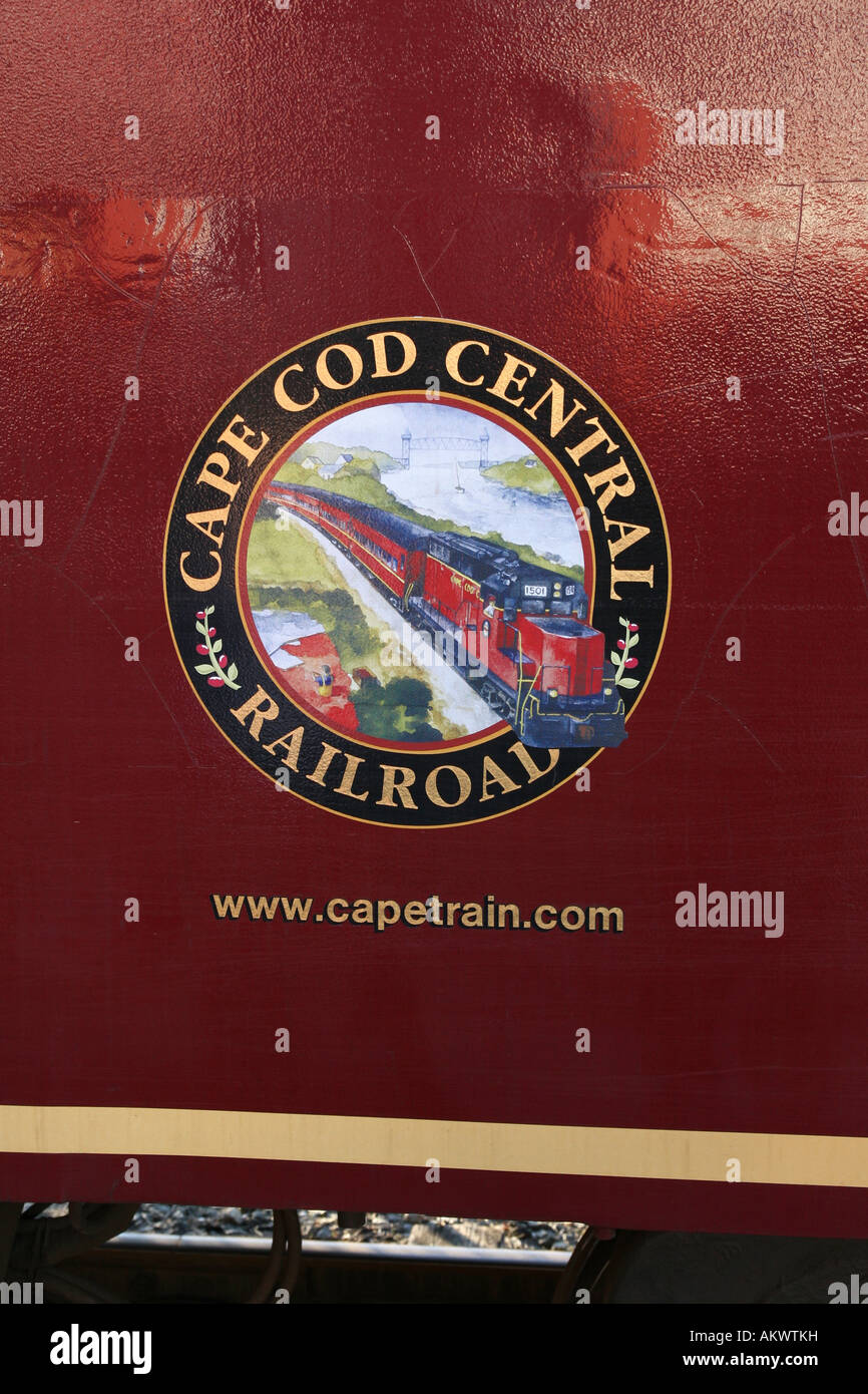 Cape Cod Central Railroad train touristique logo sur voiture à Hyannis MA USA Banque D'Images