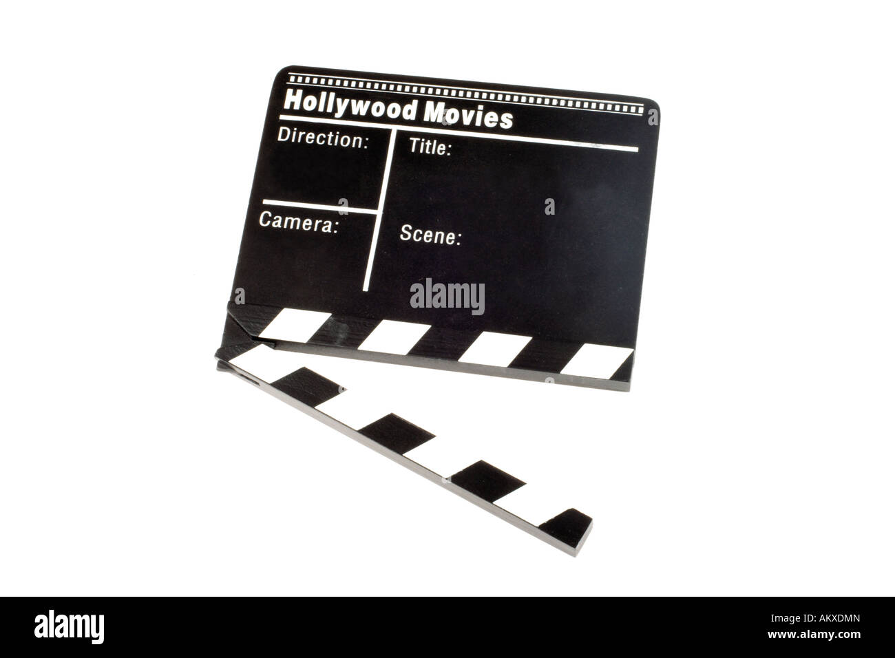 Movie Clapper Board sur fond blanc Banque D'Images