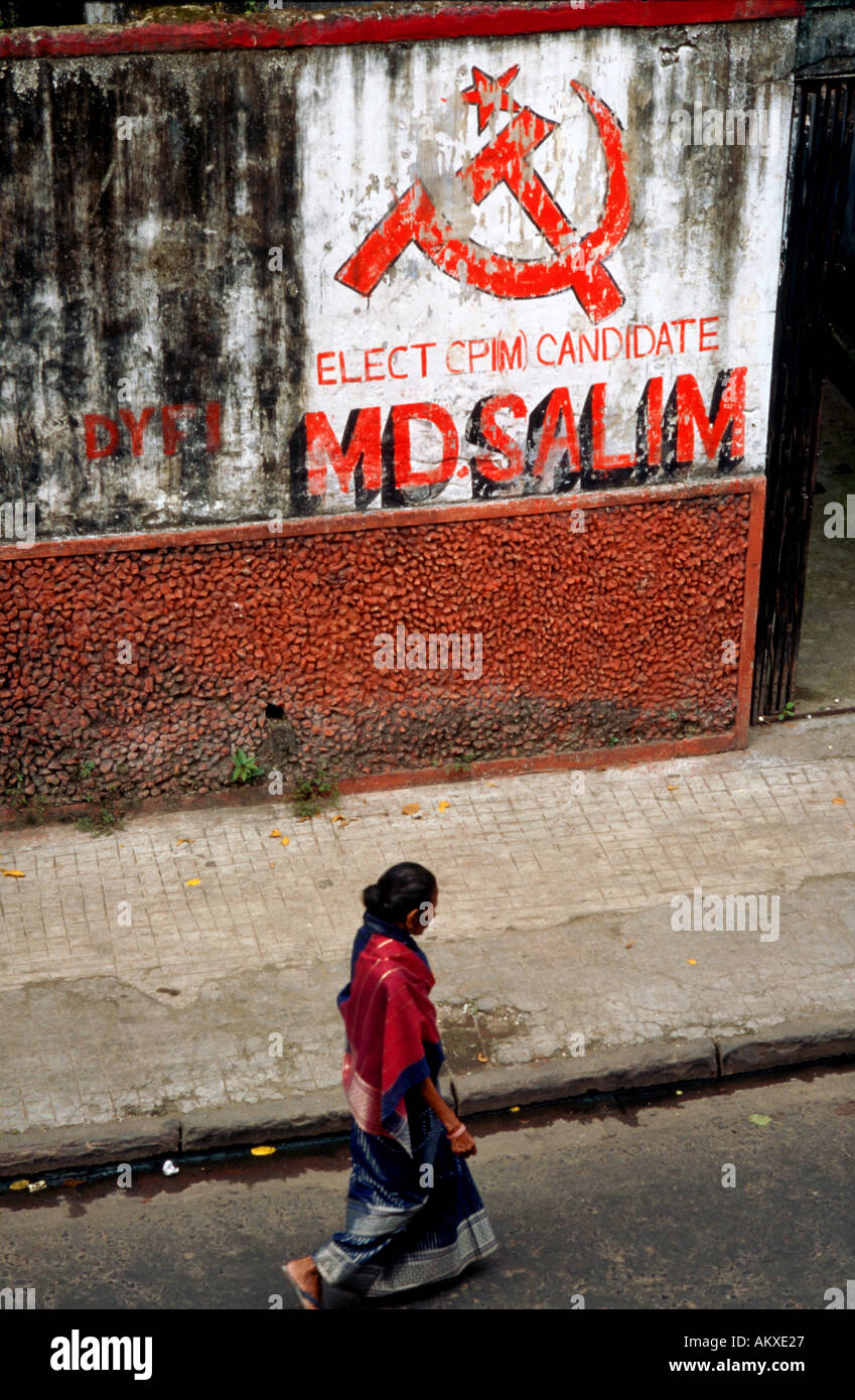 Scène de rue d'une annonce politique pour un candidat du parti communiste de l'Inde Calcutta Banque D'Images