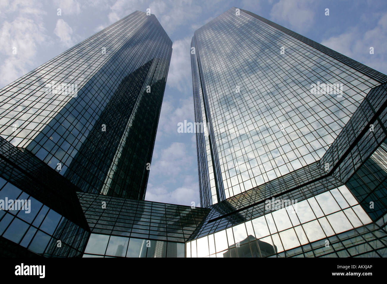 Les tours de la Deutsche Bank à Francfort, Hesse, Allemagne. Banque D'Images