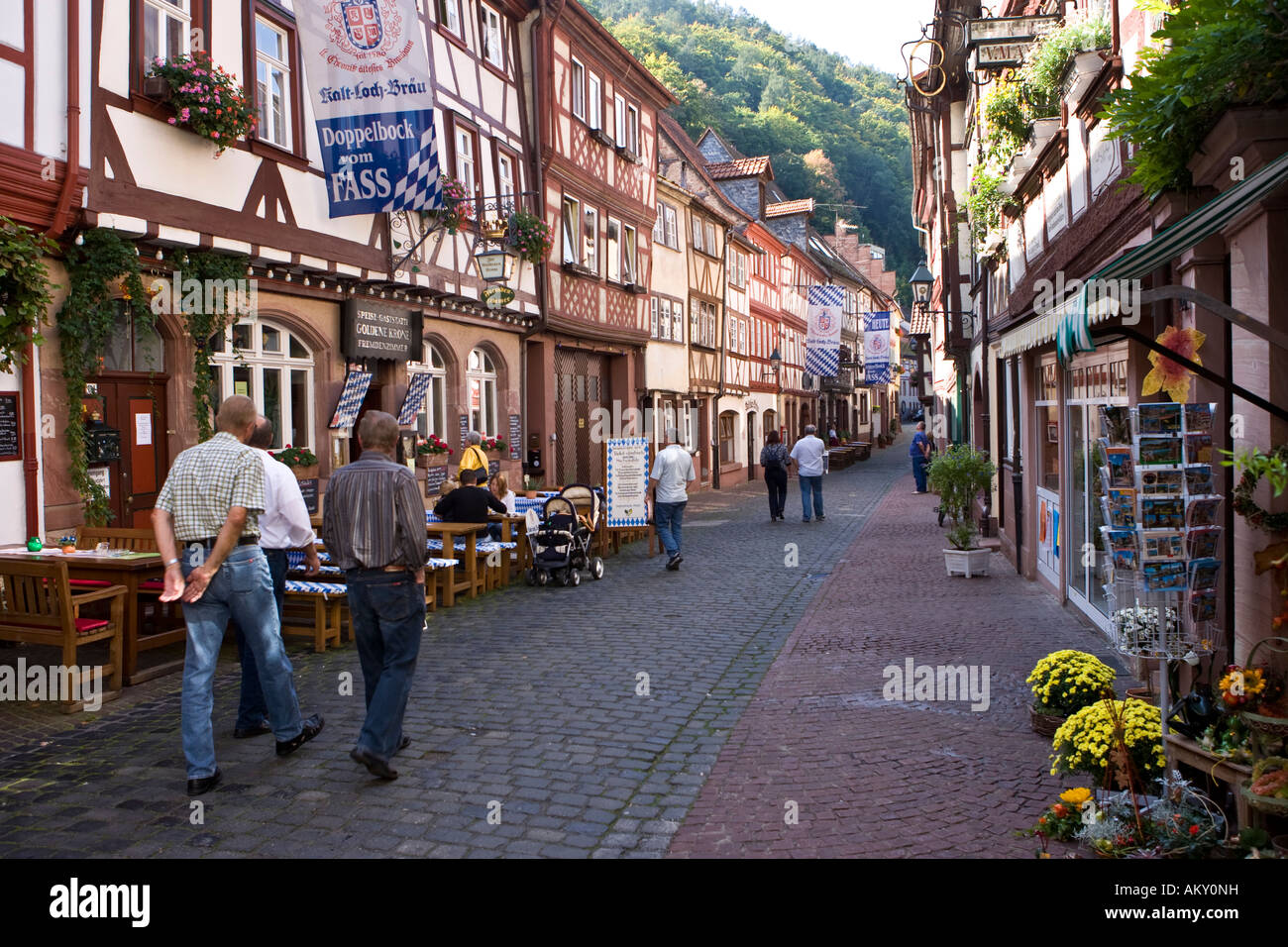 Vieille ville, bien entretenu, maisons à colombages, Miltenberg, Bavière, Allemagne Banque D'Images