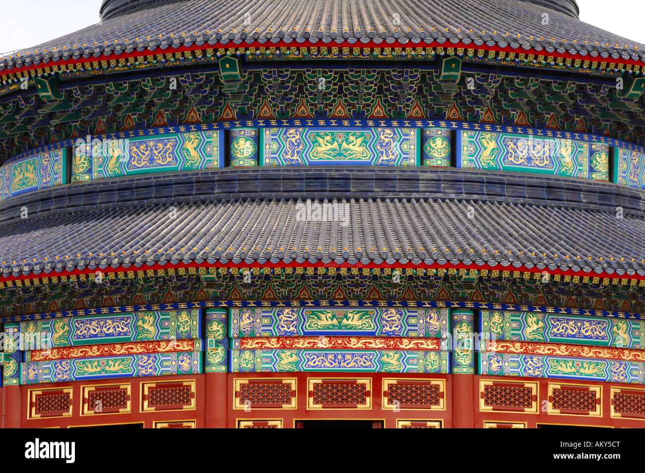Détail, salle de prière pour les bonnes récoltes, Temple du Ciel, Beijing, Chine Banque D'Images