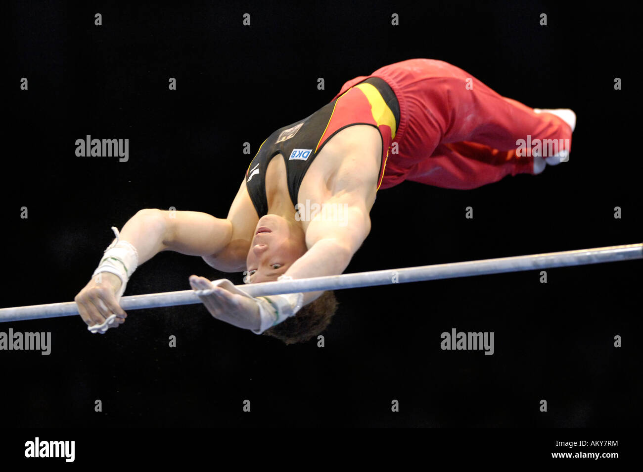 Fabian HAMBUeCHEN Gymnastique artistique GER sur high bar Championnats du Monde de Gymnastique artistique 2007 Stuttgart Bade-wurtemberg Banque D'Images