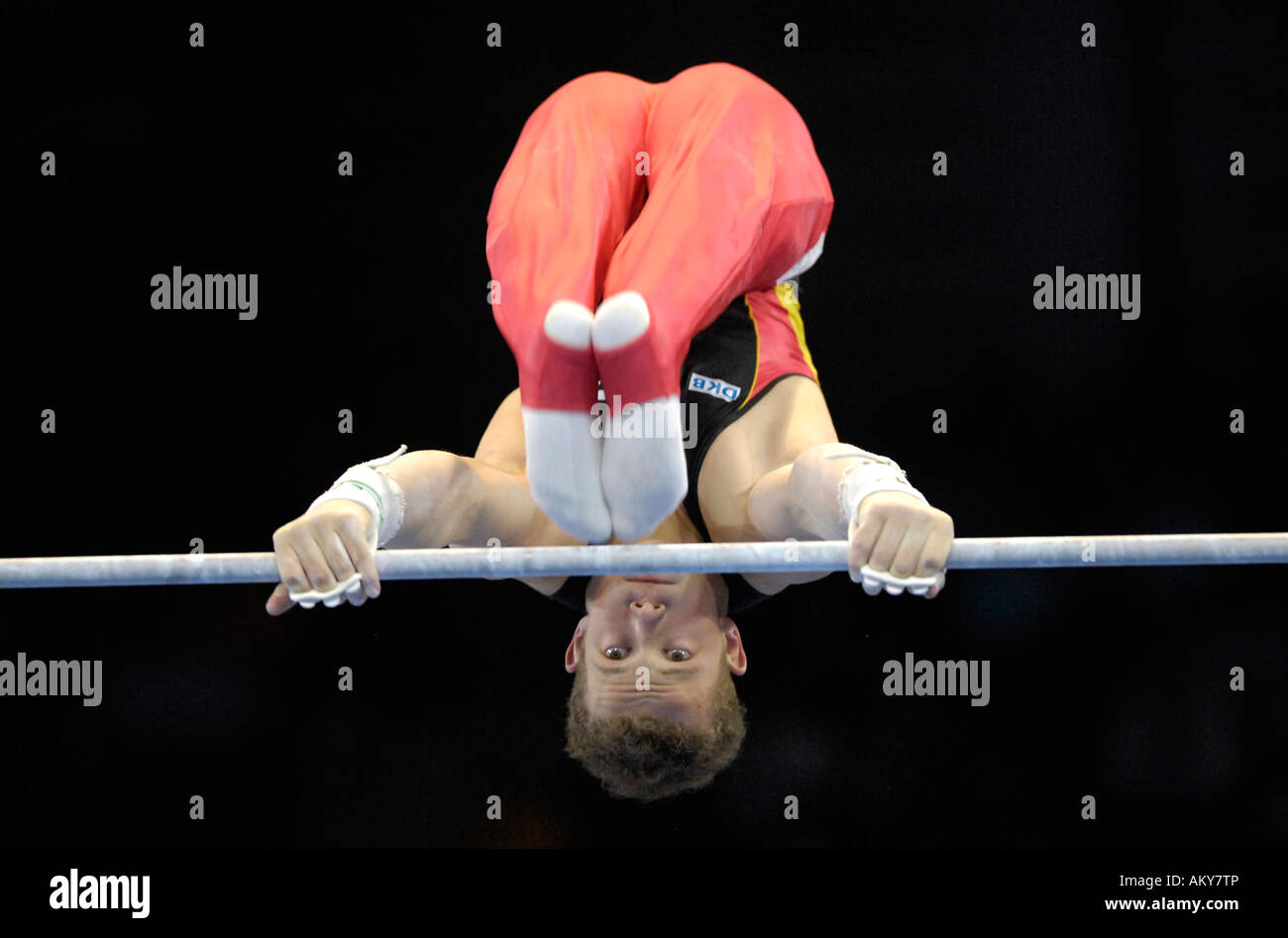 Fabian HAMBUeCHEN Gymnastique artistique GER sur high bar Championnats du Monde de Gymnastique artistique 2007 Stuttgart Bade-wurtemberg Banque D'Images