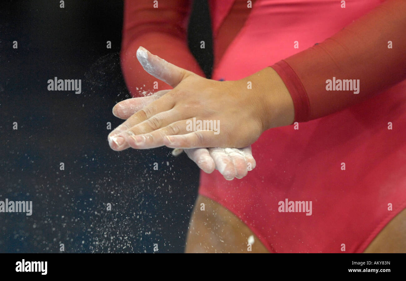 Magnésie de gymnastique artistique Banque D'Images