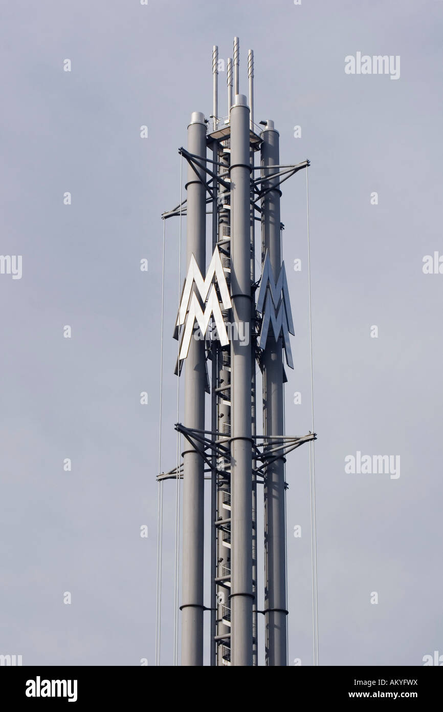 Le MM, symbole de la publicité pour la foire de Leipzig, Saxe, Allemagne, Europe Banque D'Images