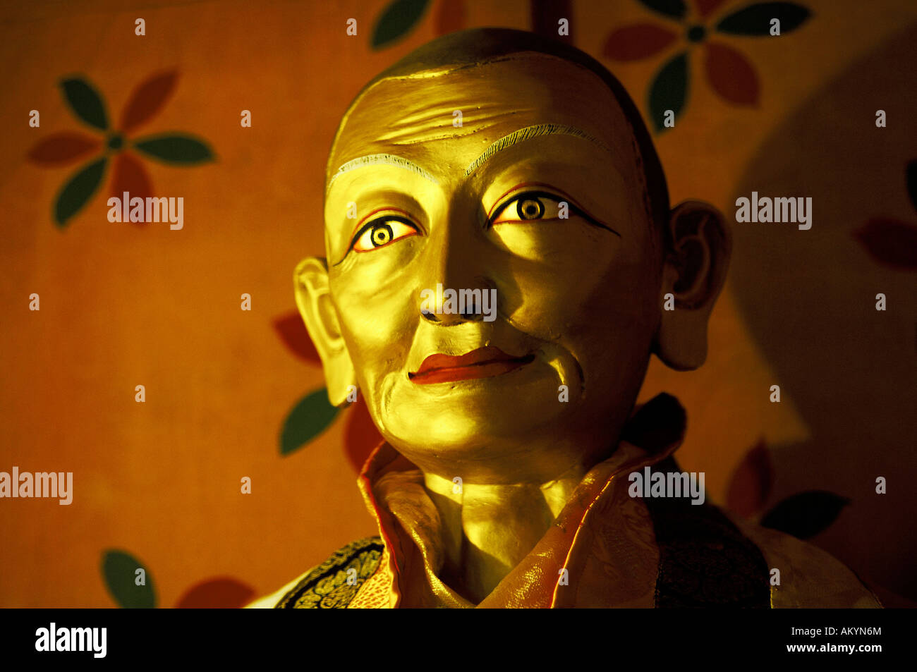 La figure religieuse, monastère de Ganden, Tibet Banque D'Images