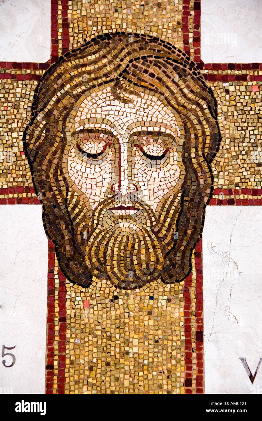 Mosaïque de la face du Christ sur l'île de San Michele Banque D'Images