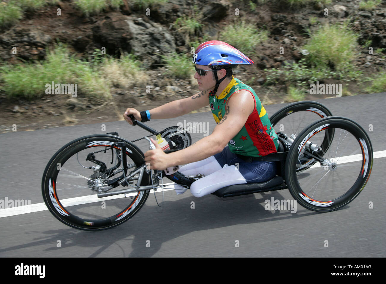 Triathlet Akian Aleong durant la coupe du monde à Hawaii Hawaii, USA Banque D'Images